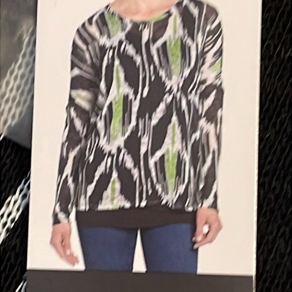 🌹NWT: CHELSEA & THEODORE LIME SALT MULTI BLOUSE - Picture 12 of 12